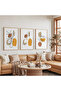 Minimalist Plants with Wooden Frame Triple Wooden Painting Set - 5