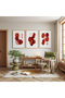 Wooden Framed Red Reflections Triple Wooden Painting Set - 3
