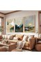 Wooden Framed First Light of the Morning Triple Wooden Painting Set - 4