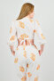 Tie-Up Double-Breasted Crop Blouse & Jogger Pants Two-Piece Set – Linen Blend, Ethnic Pattern - 4