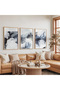 Wooden Framed Stormy Waves Triple Wooden Painting Set - 5