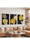 Wooden Framed Dance of Golden Leaves Triple Wooden Painting Set - 5