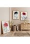 Colorful Rose Drawing in Wooden Frame Modern Triple Wooden Painting Set