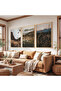 Natural Scenery with Wooden Frame Triple Wooden Painting Set - 4