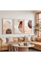 Wooden Framed Minimalist Abstract Art Triple Wooden Painting Set - 5