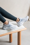 White Powder Women's Lace-Up Sports Shoes Sneaker 168Nav - 3