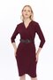 Apsen Women's Crepe Purple Double-Breasted Belted Midi Wrap Dress 3753-100 - 7