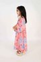 Kids Jalabiya – Pink Base with Multicolored Abstract Floral Print and Embroidery Detailing - 4