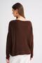 6933 Women's Boat Neck Thin Seasonal Knitwear Sweater Brown - 6