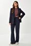 Velcro Polyviscon Palazzo Trousers Lgp0022 Dark Blue - 3