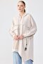 Hooded front zip asymmetric cap beige - 3