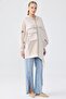Hooded front zip asymmetric cap beige - 2