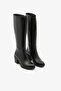 Black Genuine Leather Side Zipper Heeled Women's Boots - 2