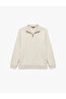 Long Sleeve Ribbed Basic Half Zip Sweatshirt - 2