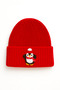 Red Wool Luxury Beret Beanie with Penguin Punch Detail - 3