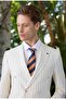 Men's White Polyviscon Trend Double Breasted Slim Fit Pointed Collar Suit - 5