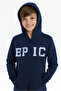 Cotton Pocket Detailed Zippered Hooded Boys' Jumpsuit-Dark Navy Blue - 5