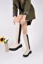 Di̇asa Suede Thick Sole Stretch Detailed Zippered Women's Boots - 4