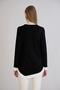 Women's Gathered Side Asymmetrical Sleeve Collar Skirt Detail Black Modal Blouse - 2
