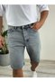 Snow Washed Light Blue Fit Lycra-Free Jean Denim Shorts