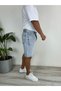 Snow Washed Light Blue Fit Lycra-Free Jean Denim Shorts - 5