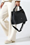 Large Size Hand Knitted Detailed Wide Strap Women's Shoulder and Hand Bag
