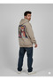 Lenithra Pink Panther Back Printed Unisex Oversize Beige Hoodie