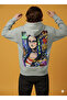 Lenithra Mona Lisa Back Printed Unisex Oversize Gray Hoodie