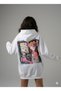 Lenithra Pink Panther Back Printed Unisex Oversize White Hoodie - 3