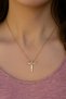 Women's Gold Zircon Stone Winged Angel Necklace - 4