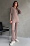 Mink Cotton Ribbed Women's Blouse Pants Two-Piece Set