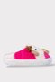 Embroidered Non-Slip Sole Winter Unisex House Slippers with Cow Figure White - Fuchsia - 4