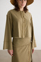 Khaki Tassel Detailed Cotton Linen Shirt - 4