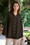 Khimero Muslin Shirt with Sleeves - Brown Kimono - 4