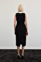 Sleeveless Tweed Dress with Scarf - Black - 7
