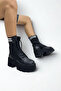 Black Thick Sole Women's Boots P9026 - 2