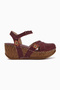 Women's Burgundy Flower Detailed Closed Toe Wedge Heeled Women's Shoes - 2
