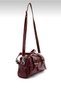 Via Double Belt Buckle Claret Red Faux Leather Hand and Crossbody Bag - 3