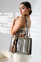 Women's Green Colored Modern Designed Shoulder and Hand Bag with Leather-Look Scarf Detail - 6
