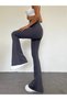 Women's Gray Submersible Fabric Recovery Lycra Inner No See-through High Waist Spanish Leg Leggings Pants