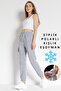 Women's Gray Winter Fleece Inside 3 Thread Leg Elastic Cotton Fabric Pocket Jogger Sweatpants