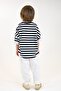 White Vera Stitched Carrot Trousers + Black and White Striped Combed Cotton T-shirt - 3