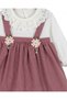 Baby Girl Vintage Peter Pan Collar, Ribbed Floral Accessory Dress l l 6-9-12-18-24-36 Months Dress - 5
