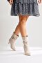 Wilma Beige Gusseted Thin Heeled Women's Boots, Women's Bootie - 6