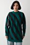 Yumoş Double Striped Emerald Knitwear Sweater