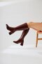 Miami Burgundy Wrinkled Patent Leather Blunt Toe Women's Boots - 5