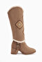 Hilka Mink Suede Detachable Conch Women's Boots with Ethnic Pattern, Women's Bootie-Women's Boots