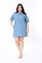 Women Plus Size Blue Back Hidden Zipper Short Sleeve Slim Denim Dress 65N38884 - 3
