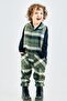 Khaki Black Plaid Stitched Hooded Jumpsuit