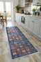 Tumbled Afghan Blue Chenille Carpet Self Fringe Rug Rug Runner Non-Slip Washable Living Room Kitchen - 6